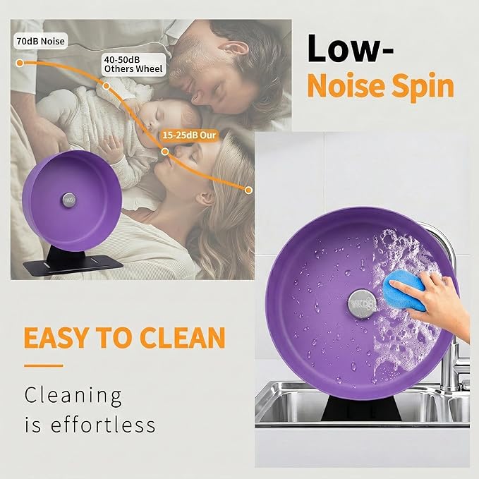 11.8" Silent Rat Exercise Wheel, Aluminum Alloy Noiseless Running Wheel for Fancy Rat, Syrian Hamsters, Hedgehogs and Small Pets (Base-Purple)