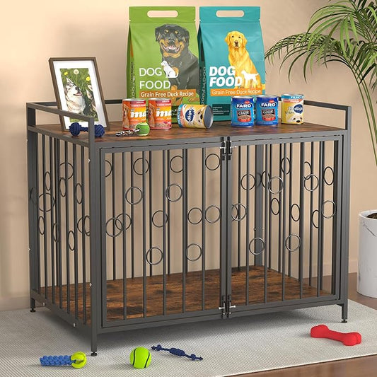 Furniture Style Dog Crate 38 Inch for Small Dogs, Heavy Duty Escape-Proof Dog Kennel with 4 Safety Latches, Decorative Wood Dog House Indoor with Water-Resistant Top, Modern Pet Crate End Table