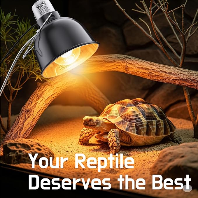 Reptile Light Fixture – 5.5'' Dome Lamp with Ceramic Socket, Reptile Heat Lamp Fixture for Heat Emitter & Basking Bulbs, for Bearded Dragon, Snake, Chameleon, Turtle & Terrarium Tank Accessories
