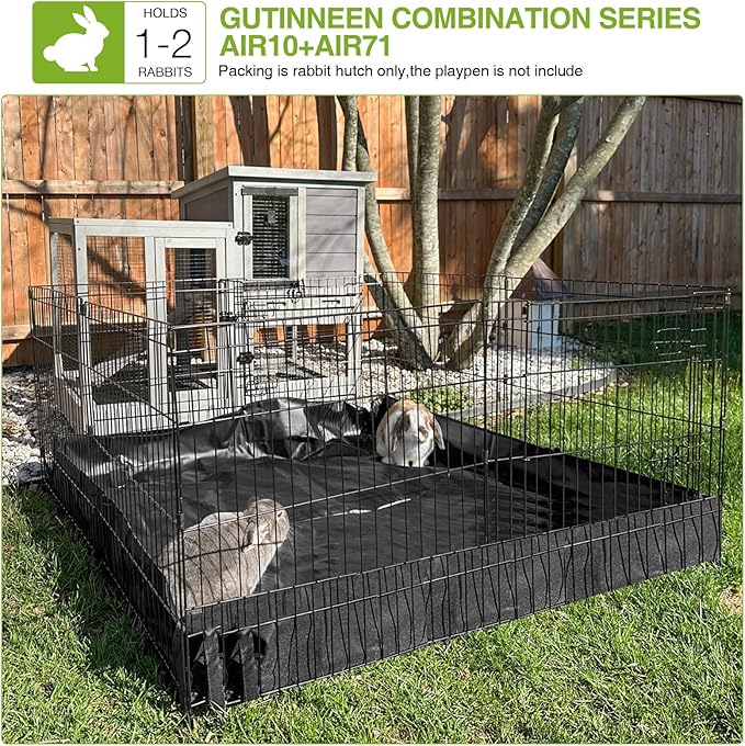 GUTINNEEN Rabbit Hutch Indoor Rabbit Cage with Wire Mesh Floor and Wheels Outdoor Bunny House 2 Story Guinea Pig Cage with Leakproof Asphalt Roof (Higher Version)