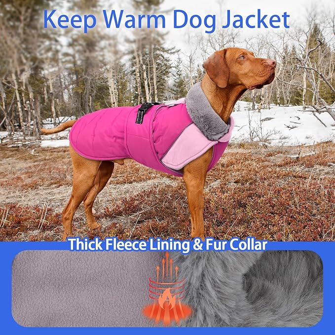 MIGOHI Waterproof Dog Winter Coat - Thick Dog Fleece Jacket with Reflective Strips, Warm Winter Snowsuit Sweater for Small Dogs,Machine Washable,French Bulldog,M,Rosepink