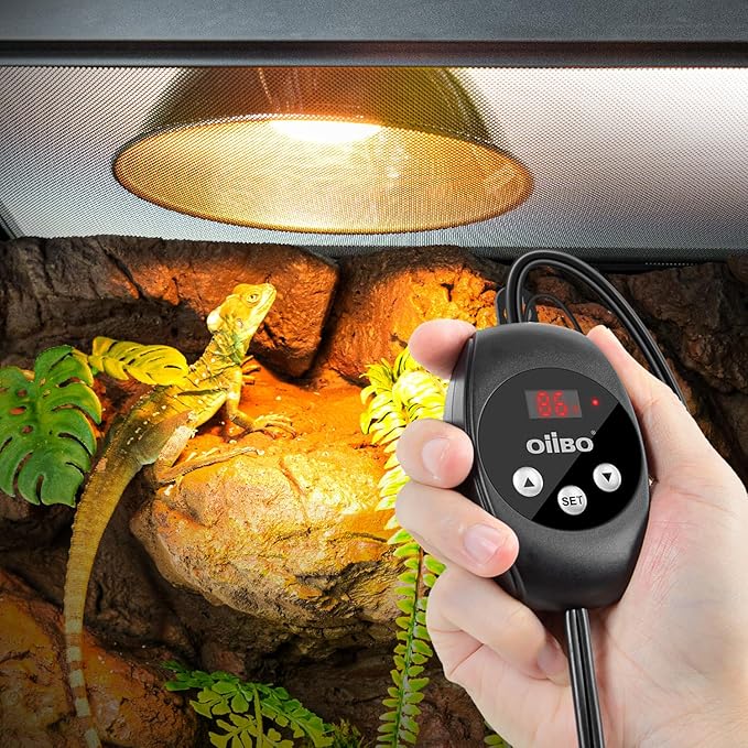 Oiibo Reptile Dimming Thermostat, PID Thermostats Digital Thermostats for Reptile Heat lamp, Breeding Incubation, Seed Germination (68-122°F/20-50℃)