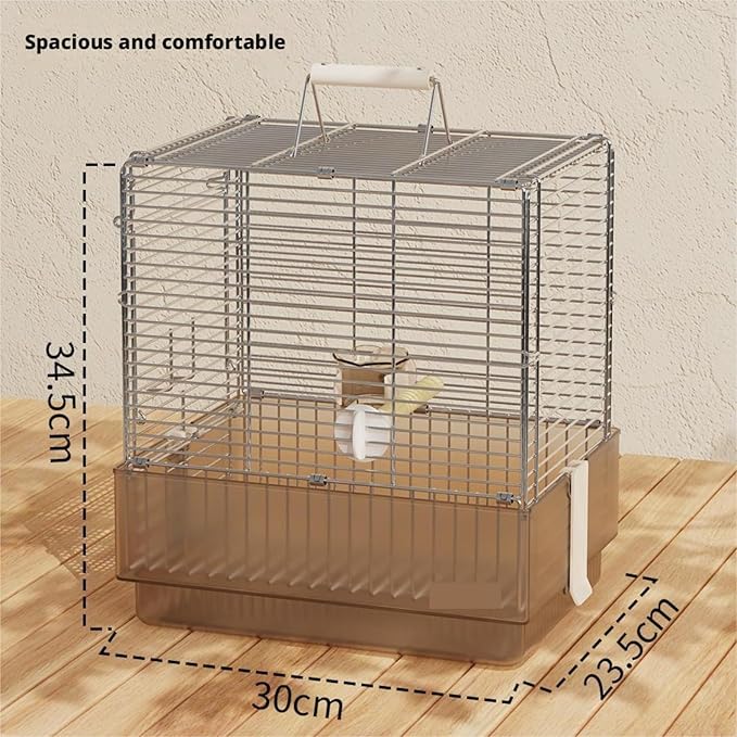 Stainless Steel Folding Bird Travel Carrier Cage for Parrots Conures with Stand(Purple)