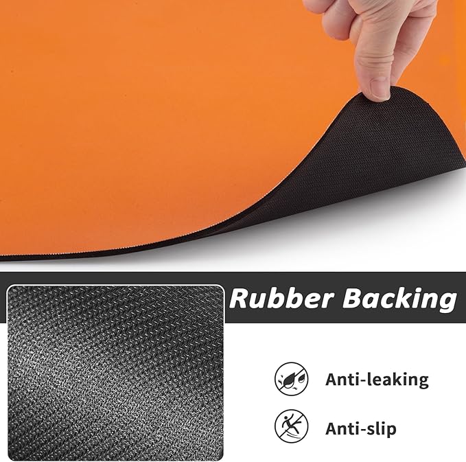 HotLive Dog Food Mat - Absorbent Cat Mat for Food and Water, No Stains Pet Feeding Bowl Mat, Easy to Clean Pet Placemats, Quick Dry Dog Water Dispenser Mat for Messy Drinkers | Paw Orange 24"x36"