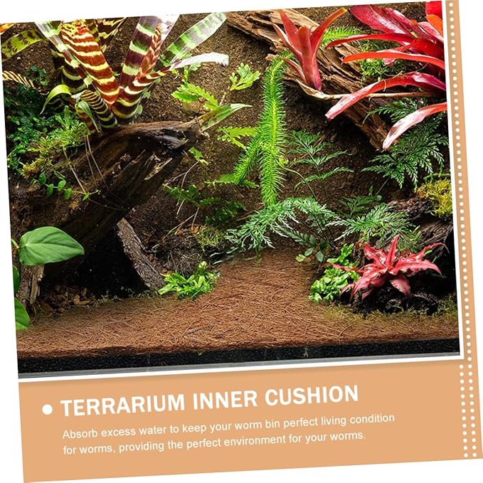 POPETPOP Multi Functional Jute Fiber Worm Blanket for Reptile Terrarium Natural Inner Cushion for Lizard Cases Washable Reusable Safe Warm Bedding for Snakes Turtles Lizards