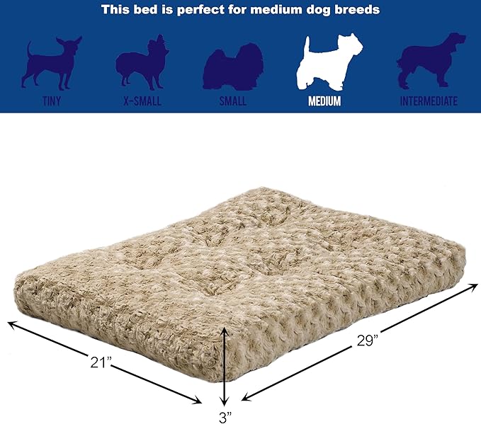 MidWest Homes for Pets Medium QuietTime Deluxe Mocha Ombre Swirl Plush Pet Bed, Machine Washable, Non-Skid Bottom, Soft Crate Mat for 30-inch Crates