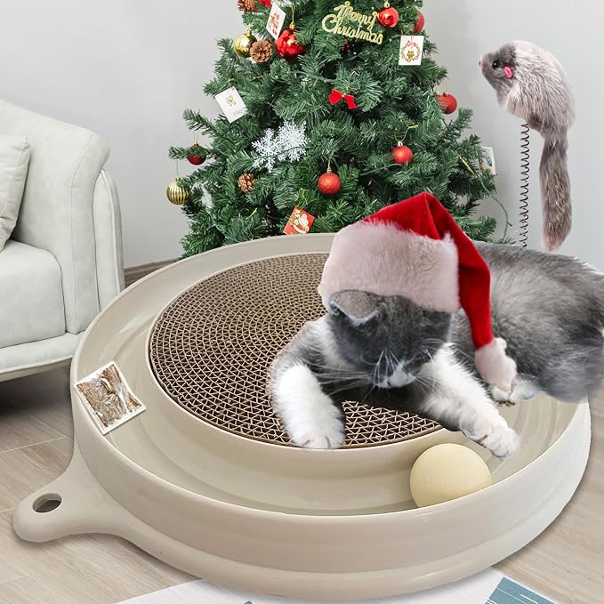 AUOON Cat Scratcher Toy with Ball Track for Indoor Cats Kittens, Milk Shake - Image 7