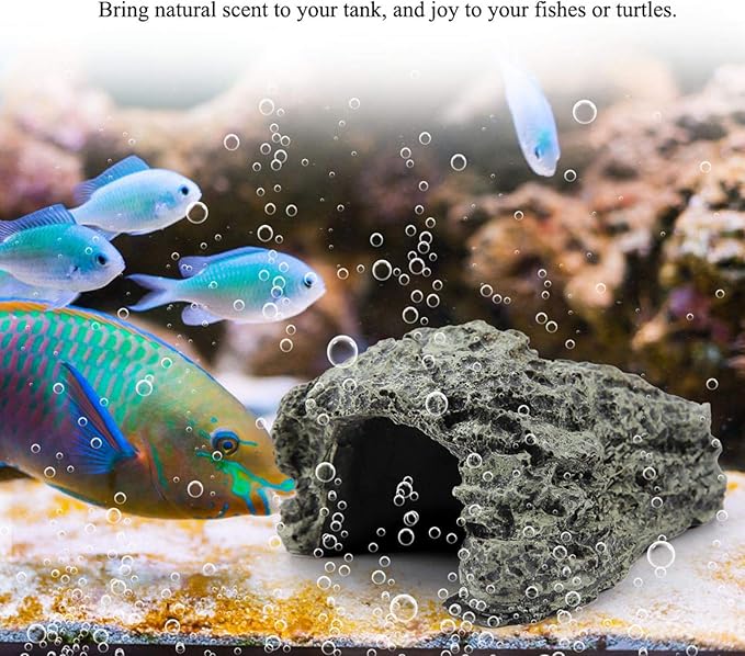 KUIDAMOS Reptile Rock Hide Cave reptile hides and caves Reptile Hiding Habitats Cave, Ideal tortuguero for Small Lizards, Frogs, Turtles, Frogs, Snakes(S) Terrariums