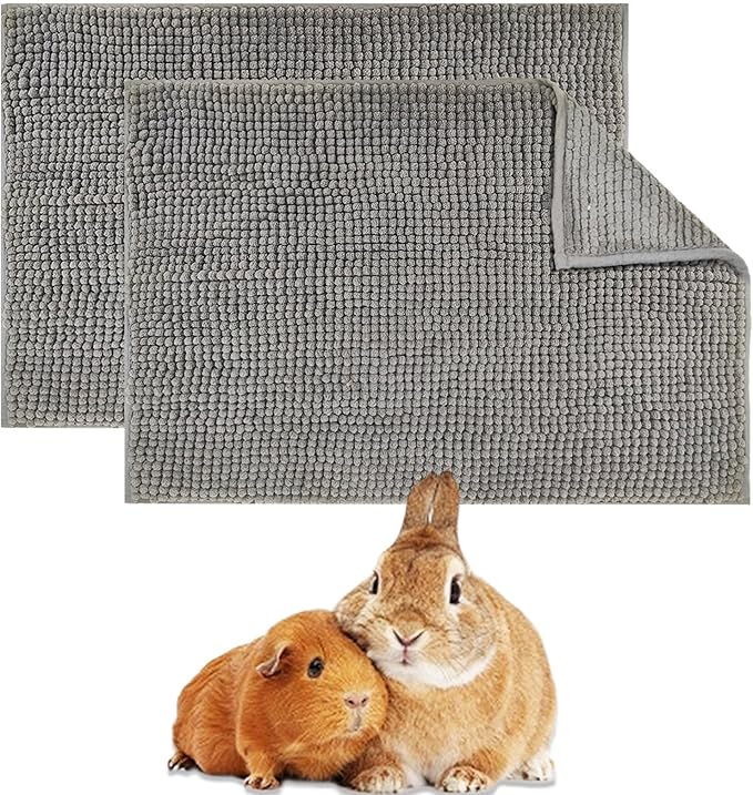 Oncpcare 2 Pcs Guinea Pig Cage Liner Washable, Bunny Rugs Guinea Pig Cage Bedding Reusable Rabbit Mat Animal Sleeping Pad Bed (Grey)