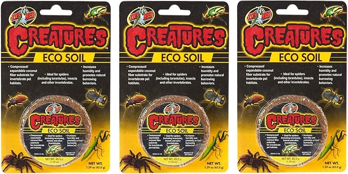 Zoo Med 3 Pack of Creatures Eco Soil, 1.59 Ounces Each, Coconut Fiber Substrate for Invertebrate Pet Habitats