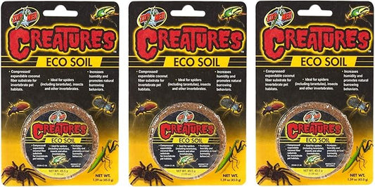 Zoo Med 3 Pack of Creatures Eco Soil, 1.59 Ounces Each, Coconut Fiber Substrate for Invertebrate Pet Habitats
