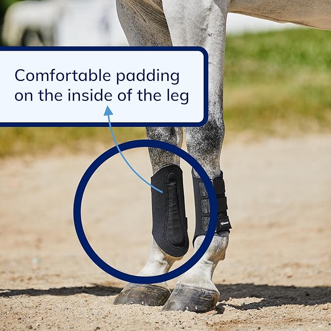 SmartEquine Neoprene Splint Boots for Horses | Premium Leg Protection and Support Boot for Equine Comfort | Durable, Flexible Horse Support Boots for Enhanced Performance and Safety (Large (L))