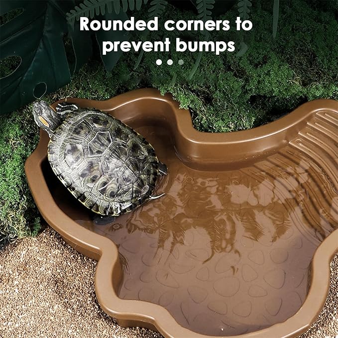 Pet Amphibian Basin – Turtle Bathing, Aquarium Climbing, Shower | Turtle Bathing for Reptiles, Aquatic Pets, Sunbathing, Swimming, and Outdoor or Indoor Relaxation