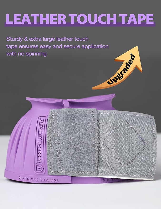Harrison Howard Rubber Pull-on Bell Boots with Fleece Lining and Touch-Close Tapes Hoof Overreach Protection for Horses