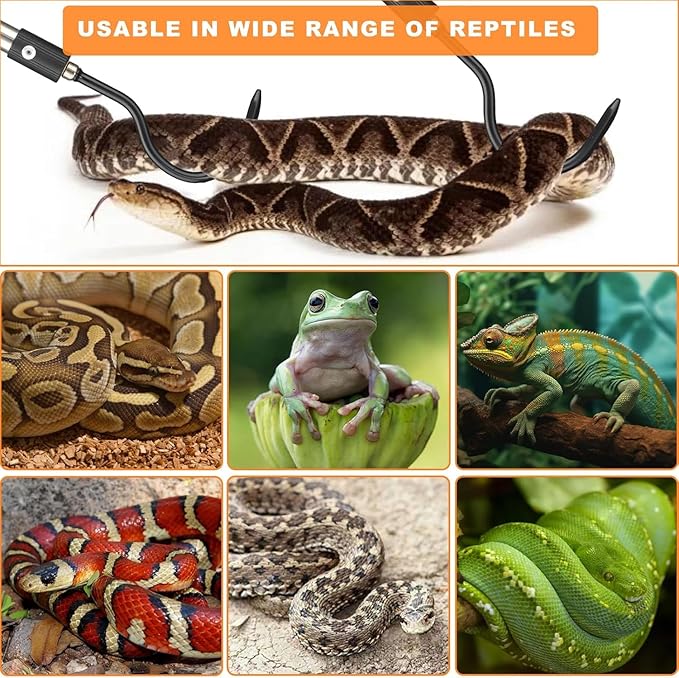Snake Hooks, Stainless Steel Snake Hook Extendable Handled Desigh for Removling Large or Small Snakes and Reptiles Rattlesnakes Python Copperhead Stainless Steel Handle 35"-65"