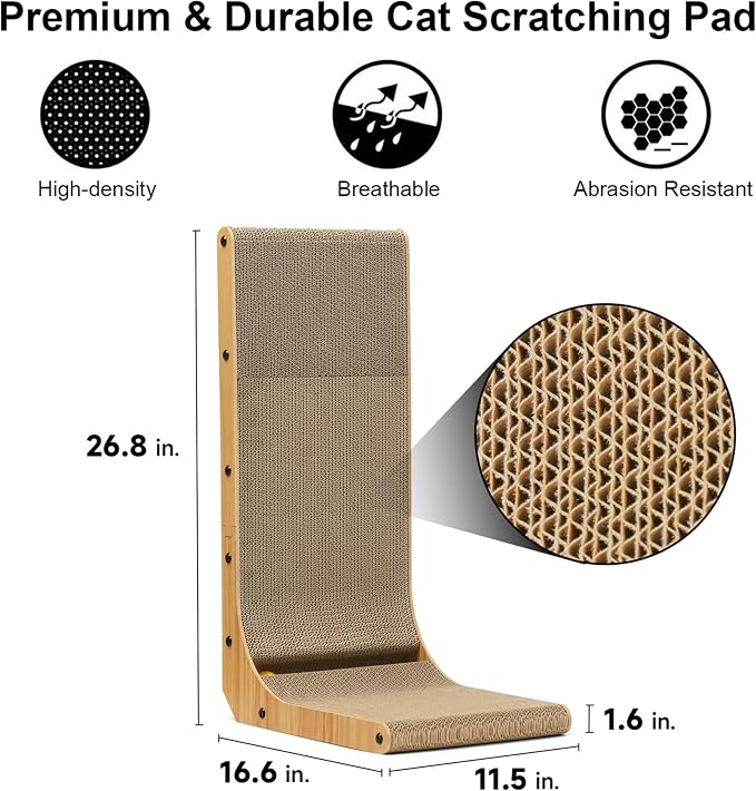 FUKUMARU Cat Scratcher, 26.8 Inch L Shaped Cat Scratch Pad for Indoor Cats - Image 3