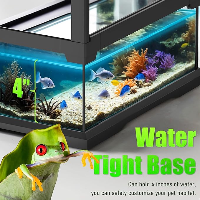 18’’18’’24’’ Reptile Terrarium with Full View Tempered Glass, 32 Gallon Reptile Habitat Comes with Feeding Port and Mesh Top Vent, Suitable for Reptiles Such as Lizard, Gecko and Snake