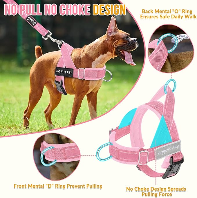 SlowTon No Pull Dog Harness - Heavy Duty Dog Harness and Leash Set for Medium Large Dogs, Reflective Tactical Harness with Soft Padded and Front Clip for Easy Walk and Training (PI, XL)