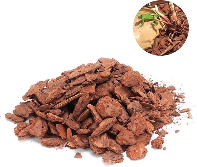 Pine Bark Granule Bedding, Warm Rosin Smell Bark Bedding Pine Tool Mulch Crawler Box Accessories for Substrate Terrarium Bearded Dragon and Tortoise (Small Particles 250g)