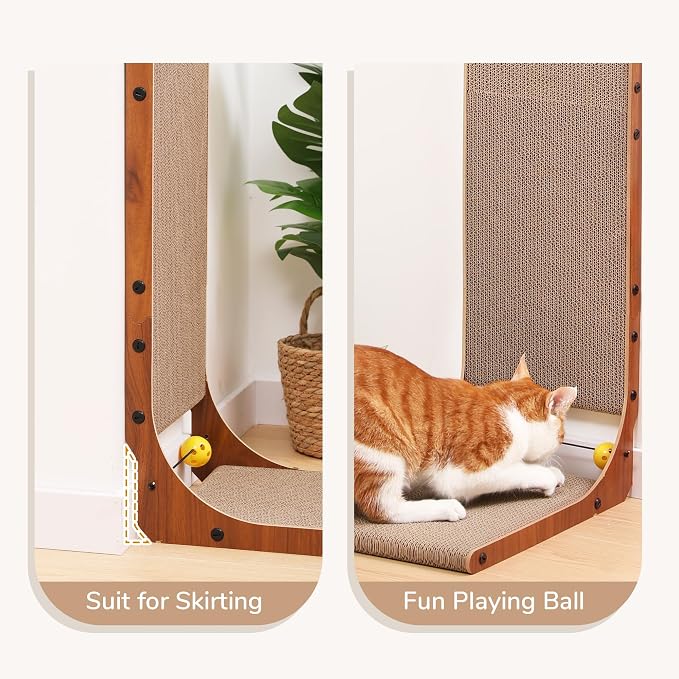 FUKUMARU Cat Scratcher for Indoor Cats, 26.8 Inch Cat Scratch Pad L Shaped - Image 4