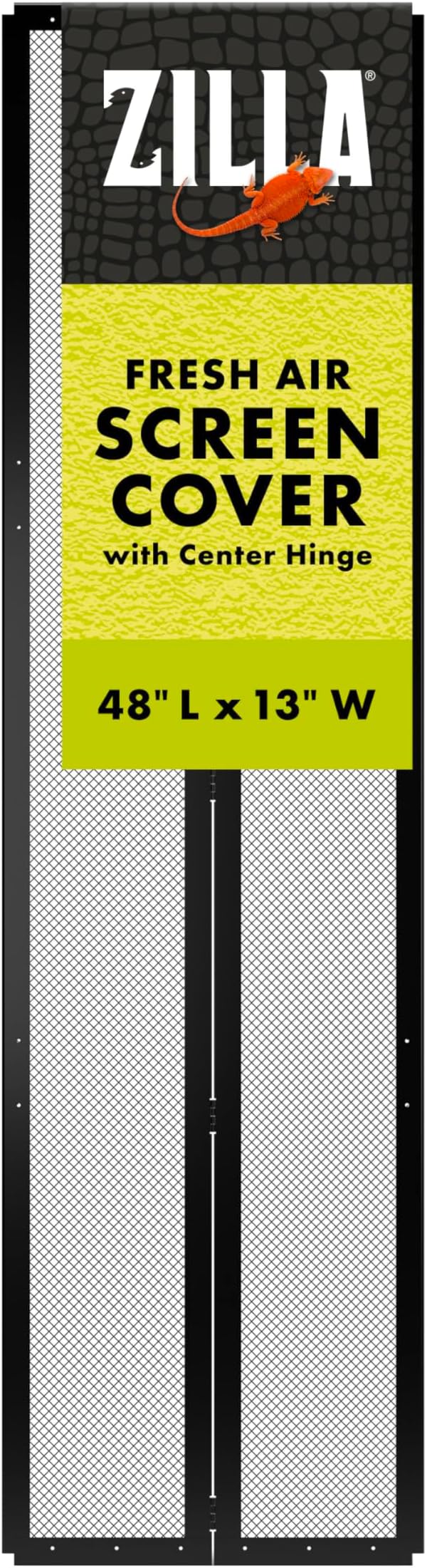 Zilla Fresh Air Screen Cover with Center Hinge, Secure and Durable Metal Mesh Cover for Reptile Terrariums, 48 x 13 inches