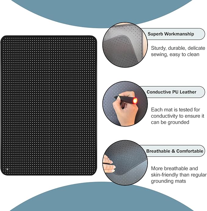 NIULAFR Grounding Mat for Sleep, 23.6" x 35.4" Earth Mat Grounding Pad with 15 Ft. Cord Improved Sleep & Relieved Pain