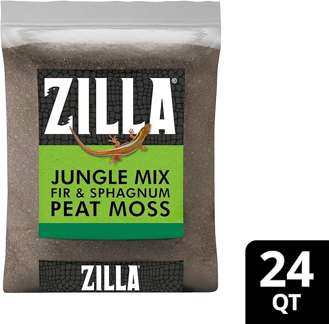 Zilla Pet Reptile Terrarium Substrate Bedding, Jungle Mix, for Frogs, Rainforest Geckos, Toads and Snakes, 24 Quart, 2 Pack