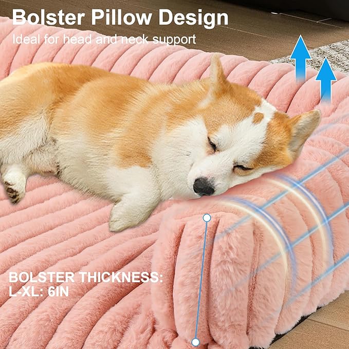 Wn's Day Luxurious Dog Couch Bed, Washable Calming Dog Couch Cover, Removable Couch Protector for Dogs, Waterproof Sofa Bed, Pet Bed Mats for Couch, Pet Couch Covers for Sofa(Pink, L)