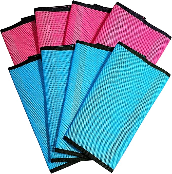 8 Pack Horse Fly Boots, Horse Leggings Set of 8 Loose Fitting & Non-Slip, Breathable Mesh Fitting Boots for Horses Reduce Stomping Horse Supplies (Pink Red & Blue)