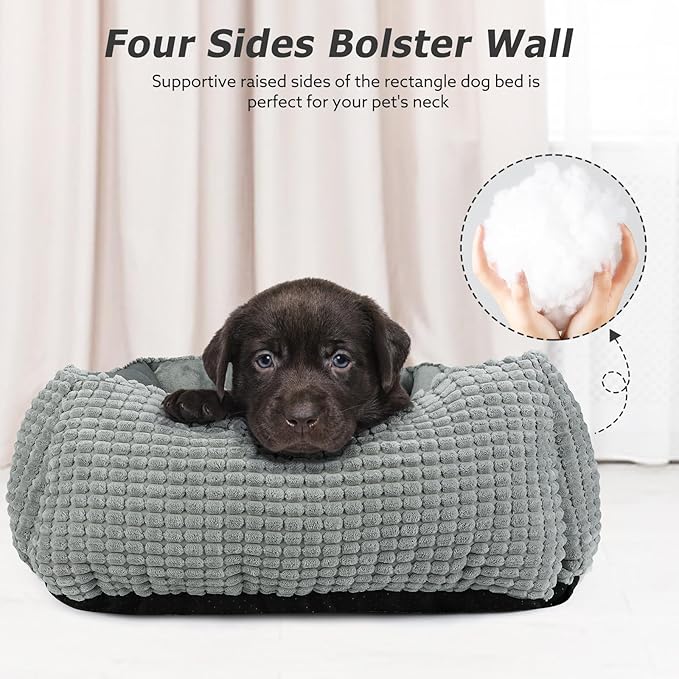MIXJOY Dog Beds for Medium Dogs Washable, Rectangle Pet Bed Medium Size Dog, Orthopedic Sleeping Pet Sofa Bed, Soft Calming Cat Beds for Indoor Cats, Anti-Slip Bottom with Multiple Size