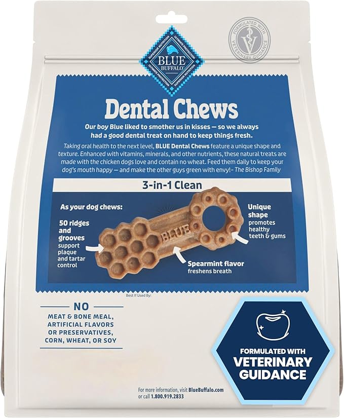 Blue Buffalo Dental Chews Small Natural Dog Treats, Chicken & Spearmint 22.6-oz Bag (56 Count)