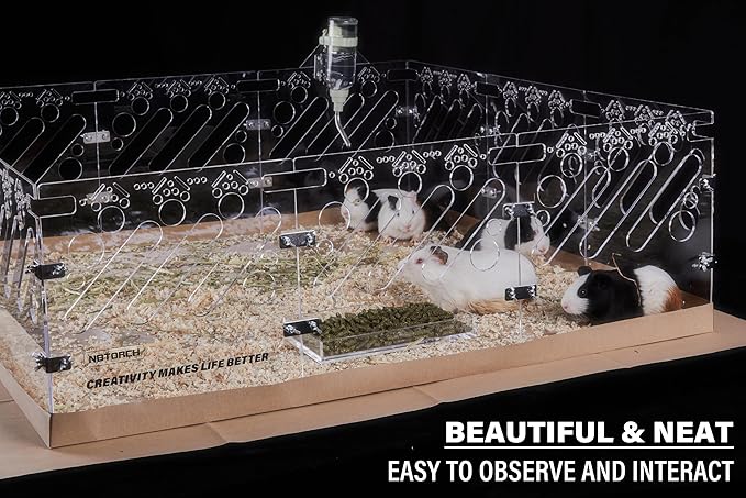 Acrylic Guinea Pig Cages - 3x3ft Small Animal Cage | DIY Extendable | Easy-to-Clean Disposable Bottom (Without Lid)