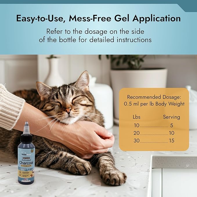 Pet Vet Flavored Activated Charcoal Gel for Dogs & Cats (60ml Bottle, 2 Pack), Dog First Aid Activated Charcoal, Absorbs Toxins, Supports Poisoning, & Gas Relief, Emergency Pet Dog Supplies (Beef)