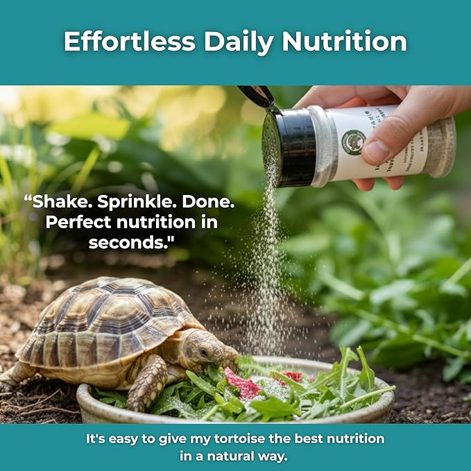 Sulcata Tortoise Calcium Powder - Herpetologist Formulated Calcium Powder for Reptiles with High Fiber - 30 Day Shaker Bottle Supply for Tortoise Lovers!