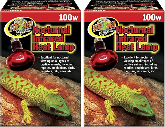 Zoo Med Nocturnal Infrared Heat Lamp, 100 Watts (Pack of 2)