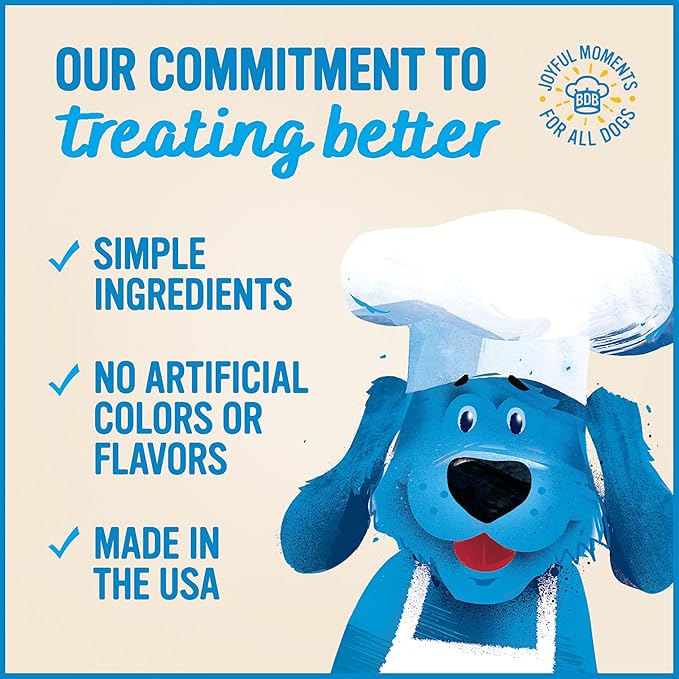 Blue Dog Bakery More Crunch Medium Beef & Bone Broth Dog Treats, Dog Biscuits for Large Breeds, Healthy Treats, All Natural, 18 oz (Pack of 6)