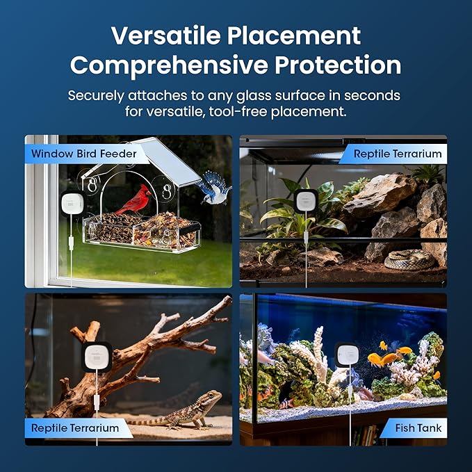 3MP 2K Aquarium & Terrarium Pet Camera.Install &Close-Focus Lens for Fish,Lizard, Reptile Pet and Window Bird Feeder,2.4GHz & 5GHz WiFi,Auto-Focus,24/7 Recording
