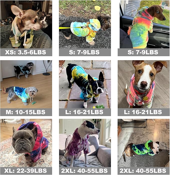 Mklhgty Tie Dye Dog Hoodie, Winter Coat for Small Dogs - Ultra-Soft Adjustable Warm Hood, Breathable Comfort Fabric for Daily Use