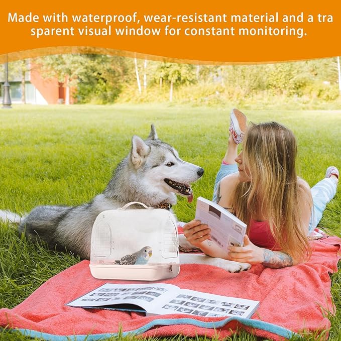 Bird Travel Cage - Portable Biird Carrier Backpack, Transparent Cockatiel Cage | Small Pet Carrier Bag with Shoulder Strap, Removable Cockatiel Travel Accessories, Transport Bag for Parakeet