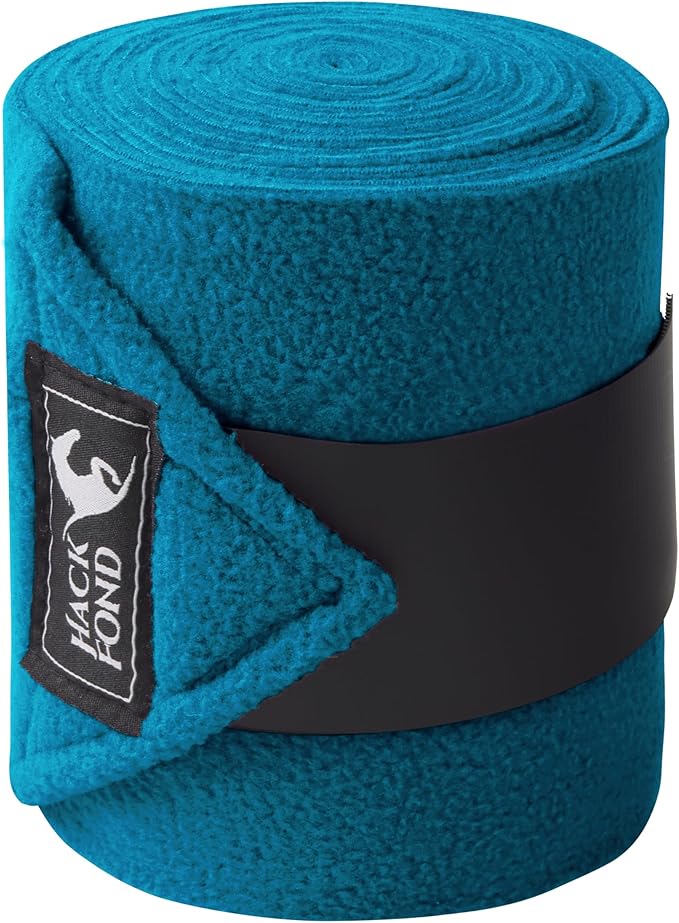 Fleece Horse Polo Leg Wraps Set of 4, 10' Horse Leg Bandages Stable Supplies Equestrian Boots Peacock Blue
