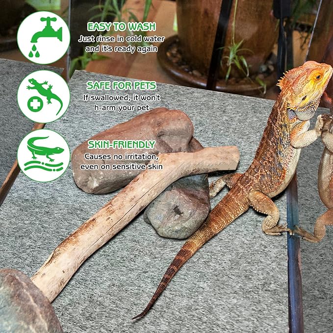 Tfwadmx Reptile Carpet, 2 Pack of Bearded Dragon Mat Terrarium Bedding Substrate Liner Reptile Mat for Snake Turtle Lizard Geckos Hermit Crabs (39'' X 20'')