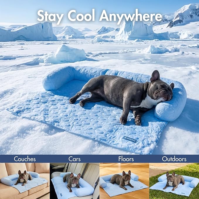 Spark Paws Cooling Couch Cover Dog Bed, Furniture Protector Mat, Non-Toxic Washable Pet Cooling Pad for Large & Small Dog - Size XXL