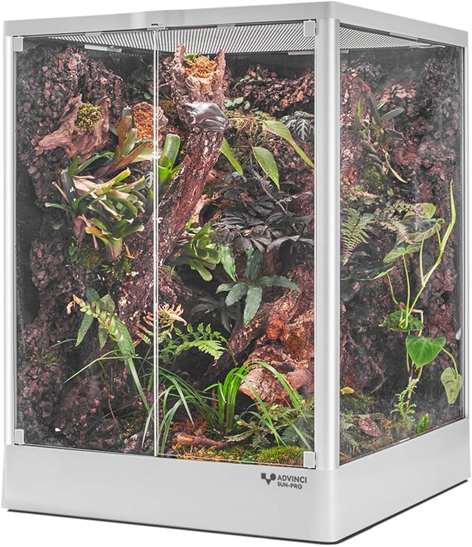 Reptile Terrarium 18"x18"x24" 32 Gallon,Aluminum Frame,Full Glass Tank Enclosure for Small Reptiles, Geckos, Frogs, Lizards, Snakes, Spiders, Turtles, Vertical Rainforest Habitat