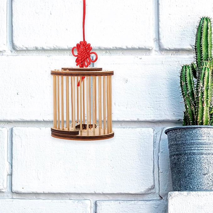balacoo Grasshopper Cage 3.42X3.14X3.14 Inch Lightweight Portable Wooden Breeding Cage for Small Pets Crickets Outdoor Educational Exploration
