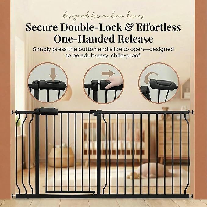 Extra Wide 76.4-81 Inch Large Baby Gates for Stairs, Doorways - No Drilling, Pressure Mounted Pet Gates for Kids & Dogs