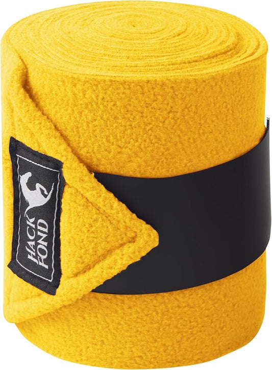 Fleece Horse Polo Leg Wraps Set of 4, 10' Horse Leg Bandages Stable Supplies Equestrian Boots Yellow