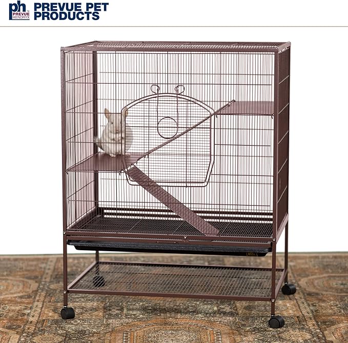 Prevue Pet Products Rolling Small Animal Cage - Ideal for Rats, Chinchillas, Ferrets, Guinea Pigs, Chew-Proof Critter House, Easy to Clean - Earthtone Dusted Rose Hammertone Finish