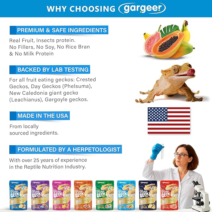 Gargeer 'Picky Geck' Island Retreat - Premium Crested Gecko Food | Sustained Energy & Immune Boost with Premium Tropical Fruit Blend | No Fillers, No Rice Bran - Only Premium Ingredients | 2oz