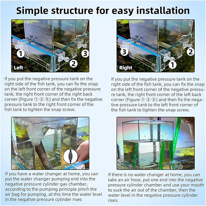 Negative Pressure Suspended Fish Tank Layer, Aquarium Fish Elevator with Auto Water Refill, Space Expansion Decor for Aquatic Pets