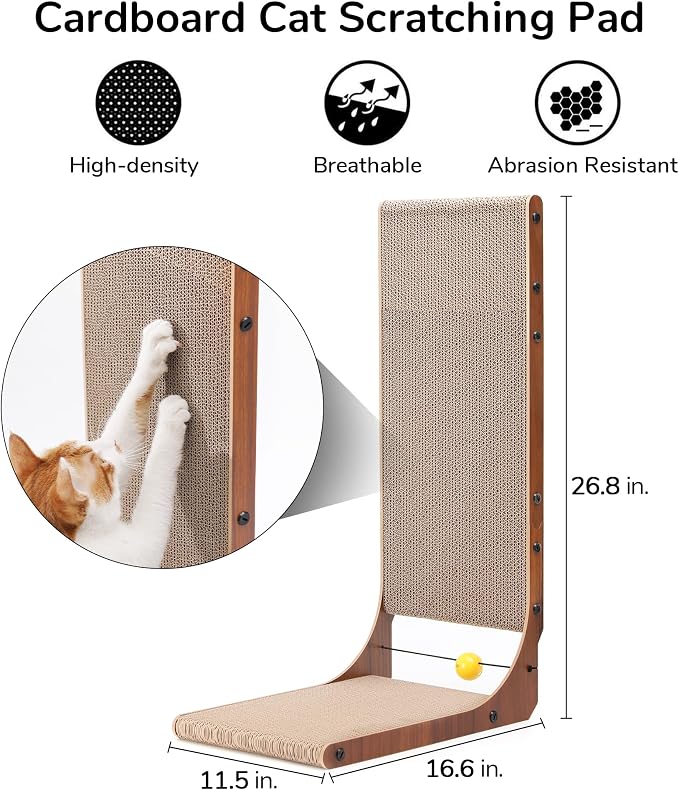 FUKUMARU Cat Scratcher for Indoor Cats, 26.8 Inch Cat Scratch Pad L Shaped - Image 6